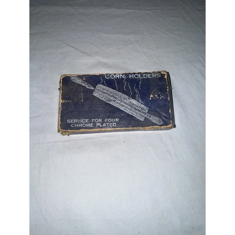 Vintage Chrome Plated Corn Cob Holders Service for 3 Set of 6 Metal Retro